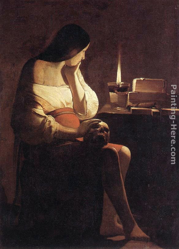 Magdalen of the night light painting - Georges de La Tour Magdalen of the night light art painting